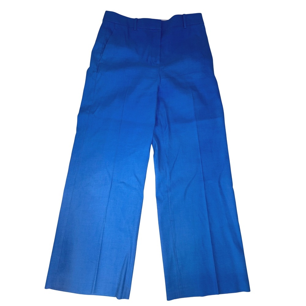 Ann Taylor Cobalt Blue Wide Leg Linen Blend Trousers Pants 590653 Womens 8 - Picture 2 of 10